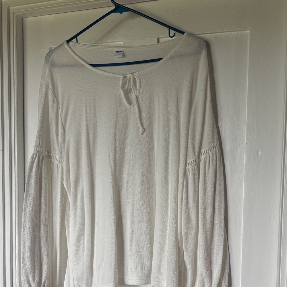 Old Navy Cream Blouse with Tie Neck